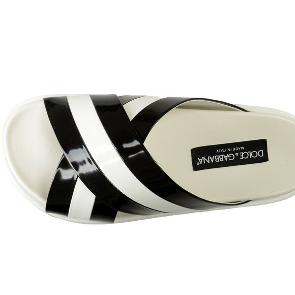 Dolce & Gabbana Black and White Striped Platform Sandals - Picture 7 of 8